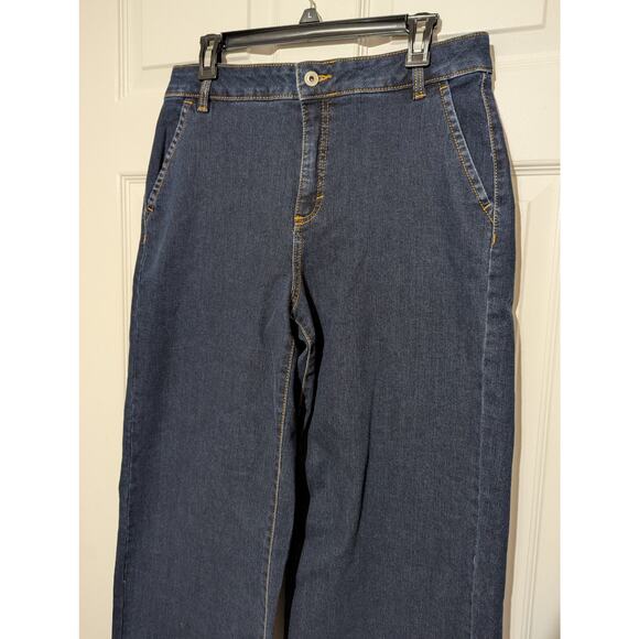 Style & Co Jeans Women's SZ 12 High-Rise Wide-Leg Slimming Pocket Crop Dark Wash - Picture 6 of 13
